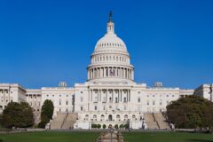 Wide view of the west front of the United States Capitol