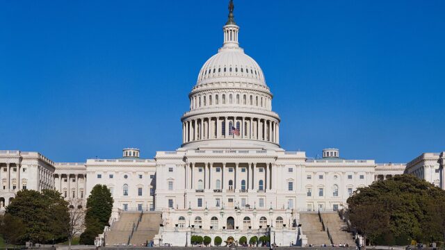 Wide view of the west front of the United States Capitol