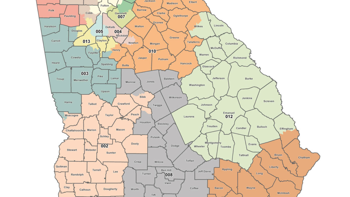Map of Georgia's 14 congressional districts adopted for the 2022 elections