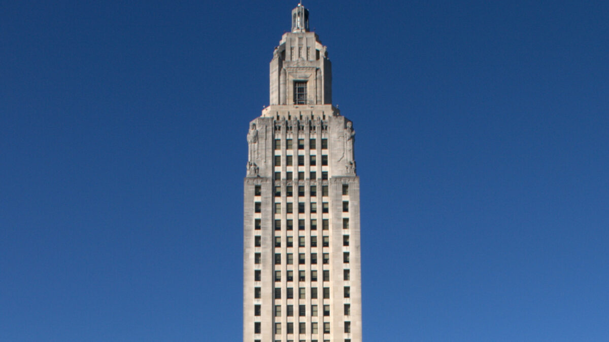 The Louisiana State Capitol tower in Baton Rouge